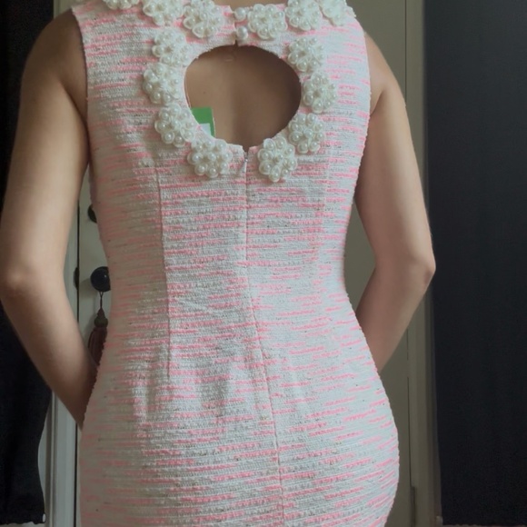 Lilly Pulitzer Pink and White Tweed Boucle and Pearl Nina Dress - Picture 5 of 14